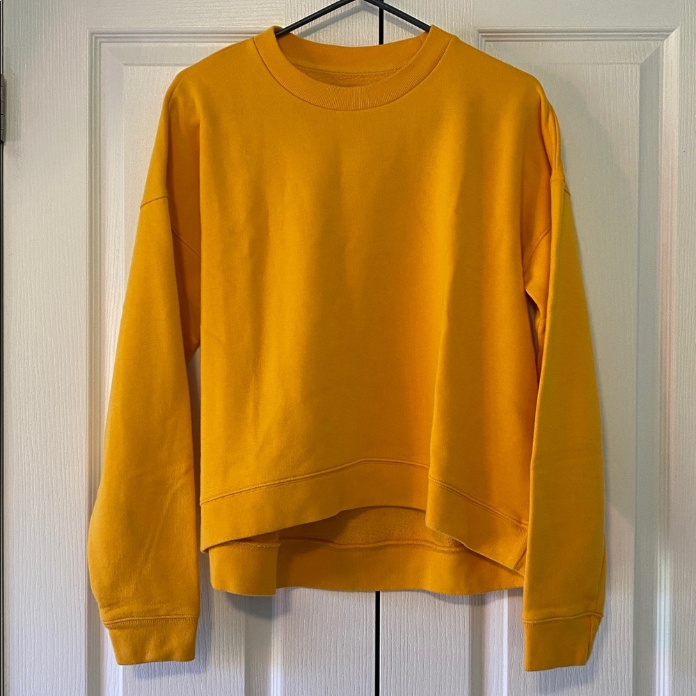 TNA Aritzia Yellow Crewneck Sweatshirt | Cropped Cozy Pullover Basic Size S - Picture 2 of 8